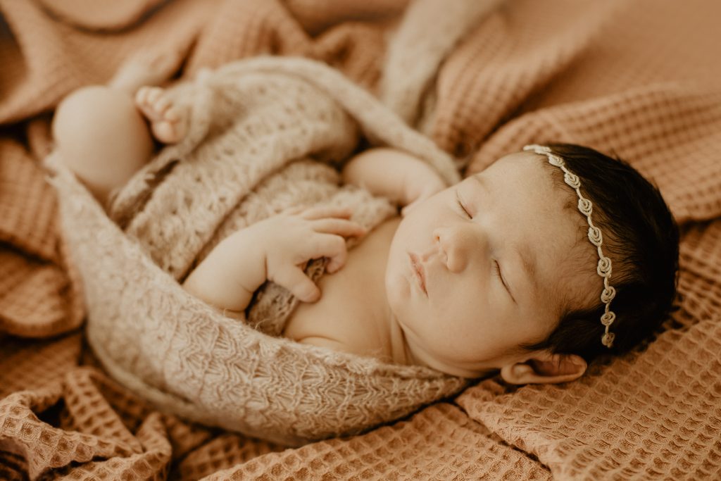 Séance photo naissance en studio à Croix dans le Nord en lumière naturelle avec bébé et sa famille